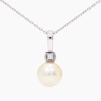 Corsica white South Sea pearl and white diamond necklace