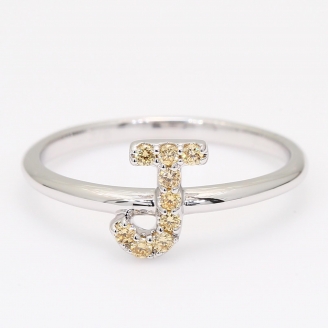 J Love Letter fancy apricot diamond ring