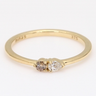 Calerry champagne and white diamond pear-cut stackable ring