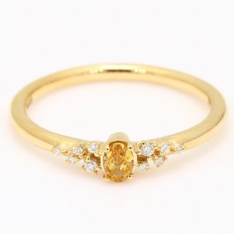 Laurel oval-cut orange and white diamond stackable ring