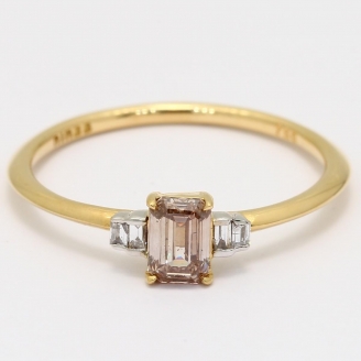 Millie emerald-cut champagne and white diamond ring