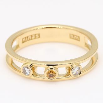 Rialto orange and white round-cut diamond three-stone ring