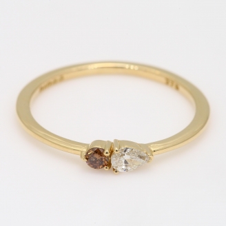 Calerry champagne and white diamond pear-cut stackable ring