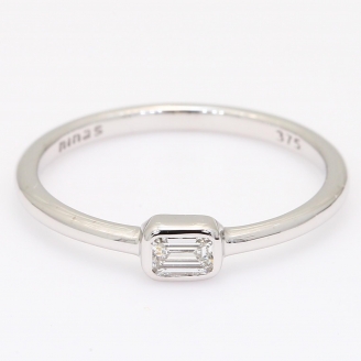 Emerald Armada emerald cut white diamond stackable ring