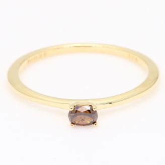 Ellipse oval-cut champagne diamond stackable ring
