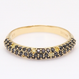 Taipan black and yellow pav  diamond band ring