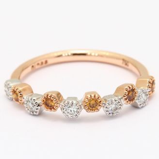 Amberly orange and white diamond bezel ring