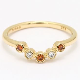Diadem orange and white diamond crown stackable ring