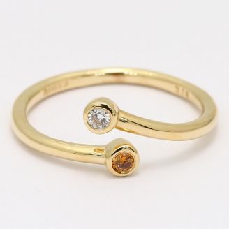 Paquin orange and white diamond open stackable ring