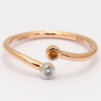 Paquin orange and white diamond open stackable ring