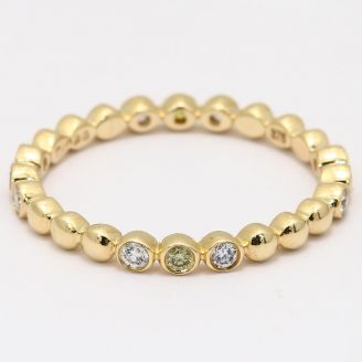 Strand coloured and white diamond stackable ring