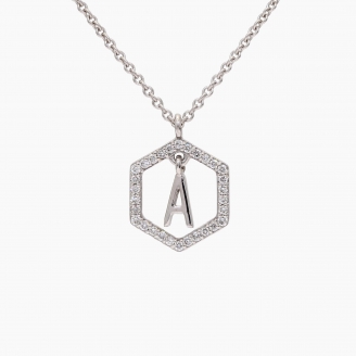 Insignia A white diamond white gold initial necklace