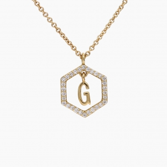 Insignia G white diamond yellow gold initial necklace