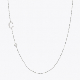 Lexicon C white diamond white gold initial necklace
