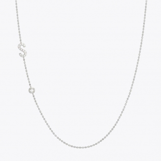 Lexicon C white diamond white gold initial necklace
