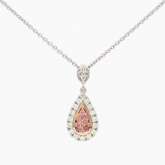 Indira Argyle pink and white diamond drop pendant