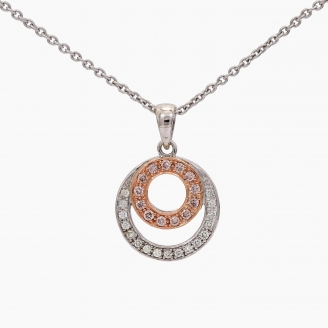 Oslo Argyle light pink champagne and white diamond circle pendant