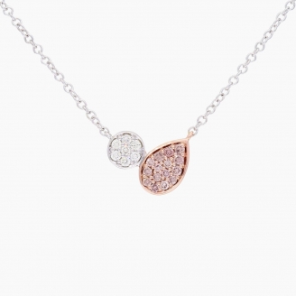 Moi white and Argyle light pink champagne diamond necklace