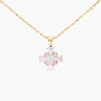 Cross white and Argyle light pink champagne diamond cross pendant
