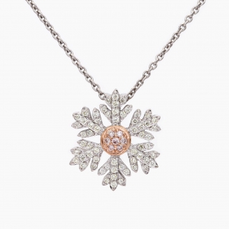Idina Argyle light pink champagne diamond snowflake pendant