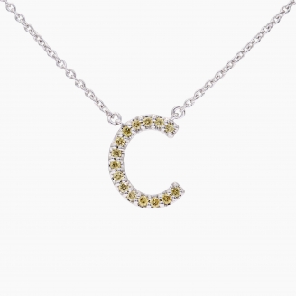 Love Letter C fancy yellow diamond necklace