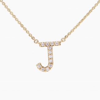 Love Letter J fancy white diamond necklace
