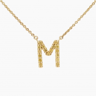 Love Letter M fancy orange diamond necklace