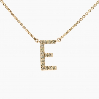 Love Letter E fancy green diamond necklace