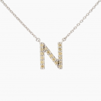 Love Letter N fancy apricot diamond necklace