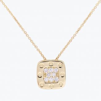 Percival white diamond rounded square necklace