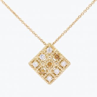 Xanthi orange and white diamond square necklace