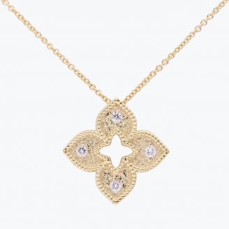 Bunchberry white diamond floral necklace