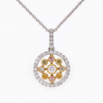 Isobella rainbow diamond flower necklace