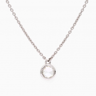 Albertine round rose cut white diamond bezel set necklace