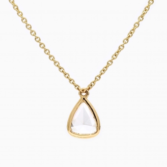 Eternity pear rose cut white diamond bezel set necklace