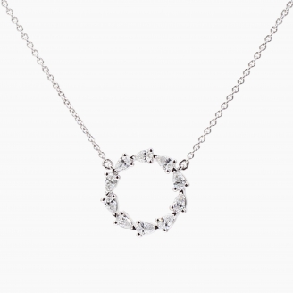 Wreathe pear cut white diamond necklace