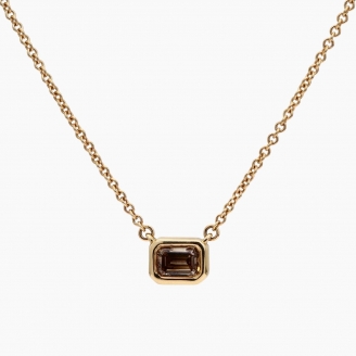 Emerald lumiere emerald cut champagne diamond necklace