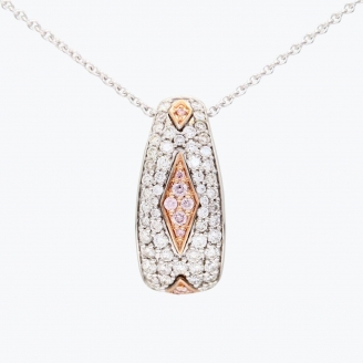 Evia Argyle pink and white diamond pendant