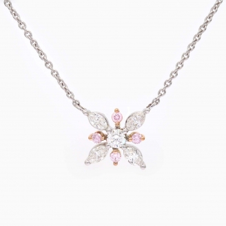 Polaris Argyle pink and white diamond necklace
