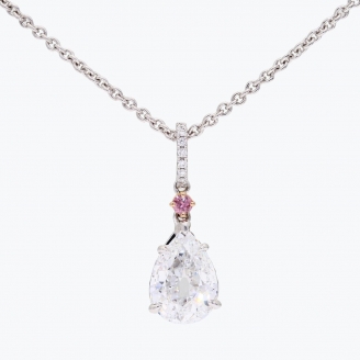 Valerie round-cut pink and pear-cut white diamond drop necklace
