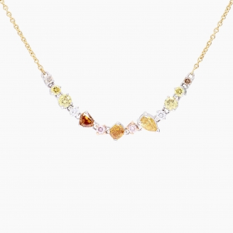 Jubilee heart pear cushion and round-cut rainbow diamond necklace