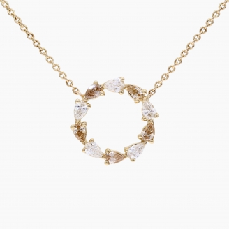 Wreathe pear-cut champagne and white diamond necklace