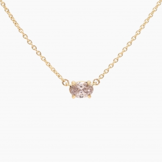 Ellipse oval-cut champagne diamond solitaire necklace