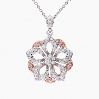 Florescence Argyle light pink champagne and white diamond flower pendant