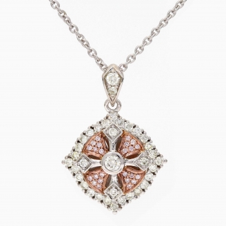 Marietta Argyle pink and white diamond cross pendant