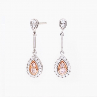 Indira Argyle pink and white diamonds drop earrings
