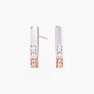 Nolita Argyle pink and white diamond bar earrings
