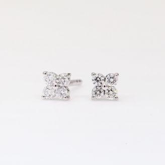 Flora white diamond flower stud earrings
