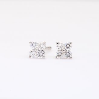 NXT Flora white diamond flower stud earrings