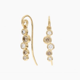 Serelle champagne and white diamond drop shepherd hook earrings